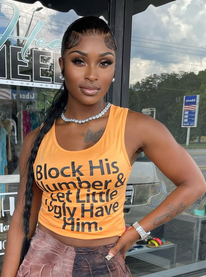 Block His Number Crop Top- Orange - Head Over Heels: All In One Boutique