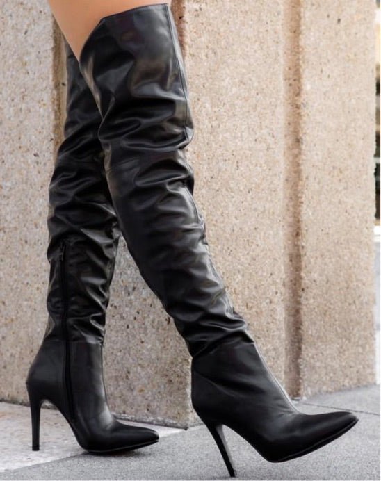 Danger Thigh Boot- Black