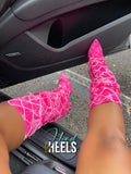 Diamond Hooded Boots- Pink Denim