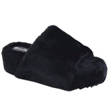 Fur Frenzy Platform Sandal- Black
