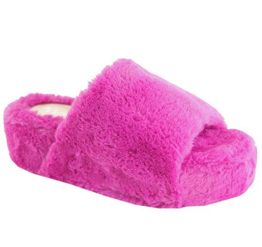 Fur Frenzy Platform Sandal- Pink