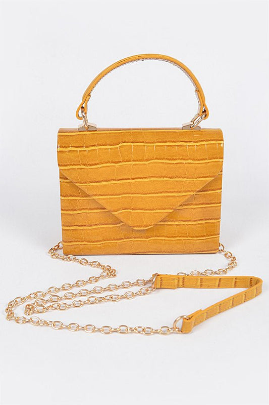 Glossy Croc Satchel- Yellow