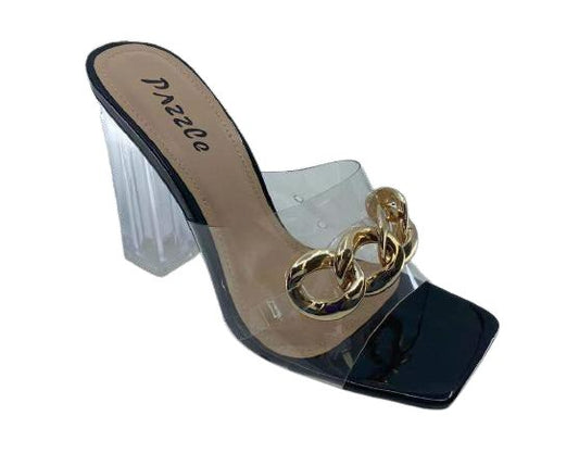 Gold Link Heels- Black