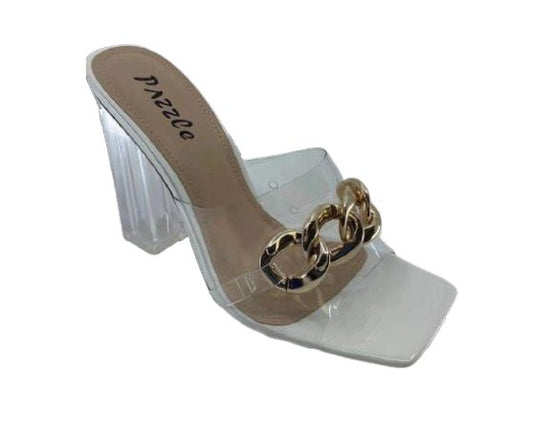 Gold Link Heels- White