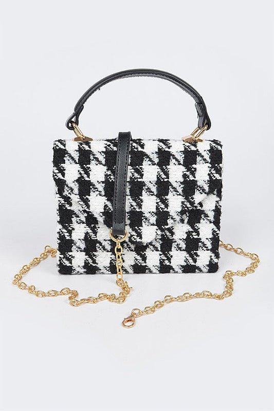 Houndstooth Satchel- Black - Head Over Heels: All In One Boutique