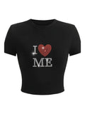 I Love Me Crop Top- Black - Head Over Heels: All In One Boutique