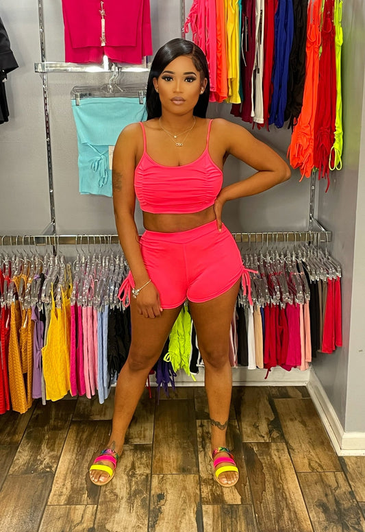 Jackie Short Set- Neon Pink