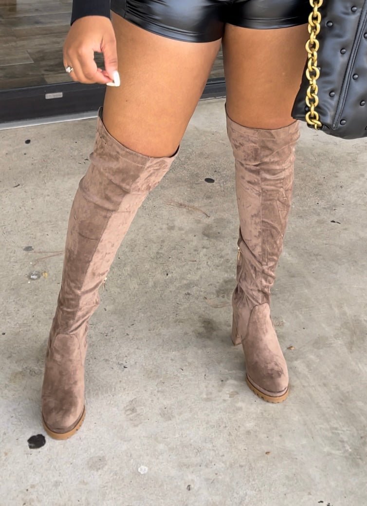 Kylie Thigh Boot- Taupe - Head Over Heels: All In One Boutique