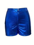 Leather Shorts- Blue (Plus) - Head Over Heels: All In One Boutique