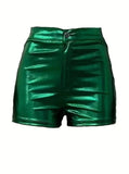 Leather Shorts- Green (Plus)