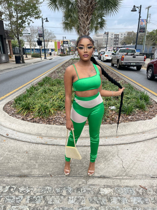 Melley Pant Set- Green - Head Over Heels: All In One Boutique