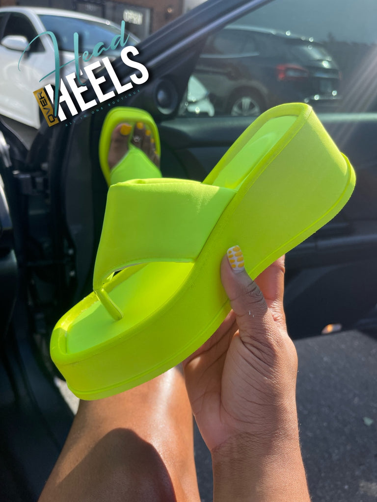 Miranda Platform Sandals- Lime - Head Over Heels: All In One Boutique