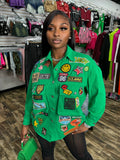 Patchwork Jacket- Green - Head Over Heels: All In One Boutique