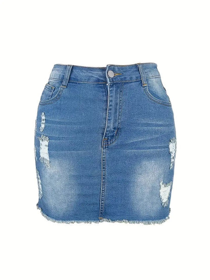 Presha Denim Skirt- Denim - Head Over Heels: All In One Boutique