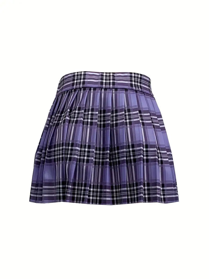 School Girl Skirt- Plaid Purple - Head Over Heels: All In One Boutique