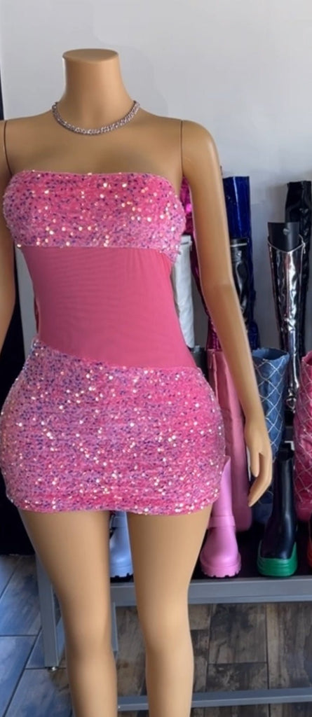Sparked Dress- Pink - Head Over Heels: All In One Boutique