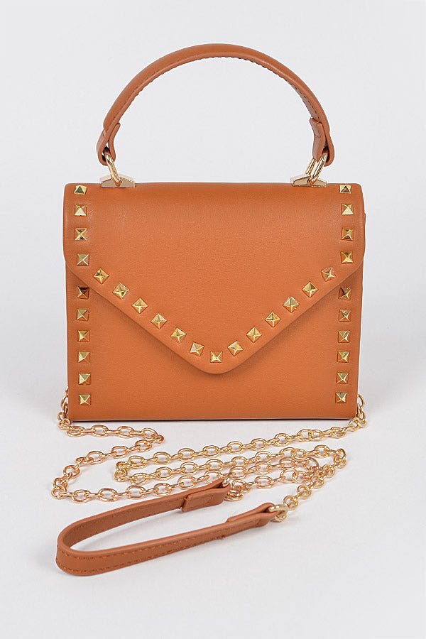 Spiked Satchel- Camel - Head Over Heels: All In One Boutique