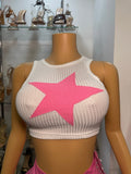 Star Crop Top- white - Head Over Heels: All In One Boutique