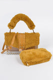 Studded Fur Satchel- Mustard - Head Over Heels: All In One Boutique