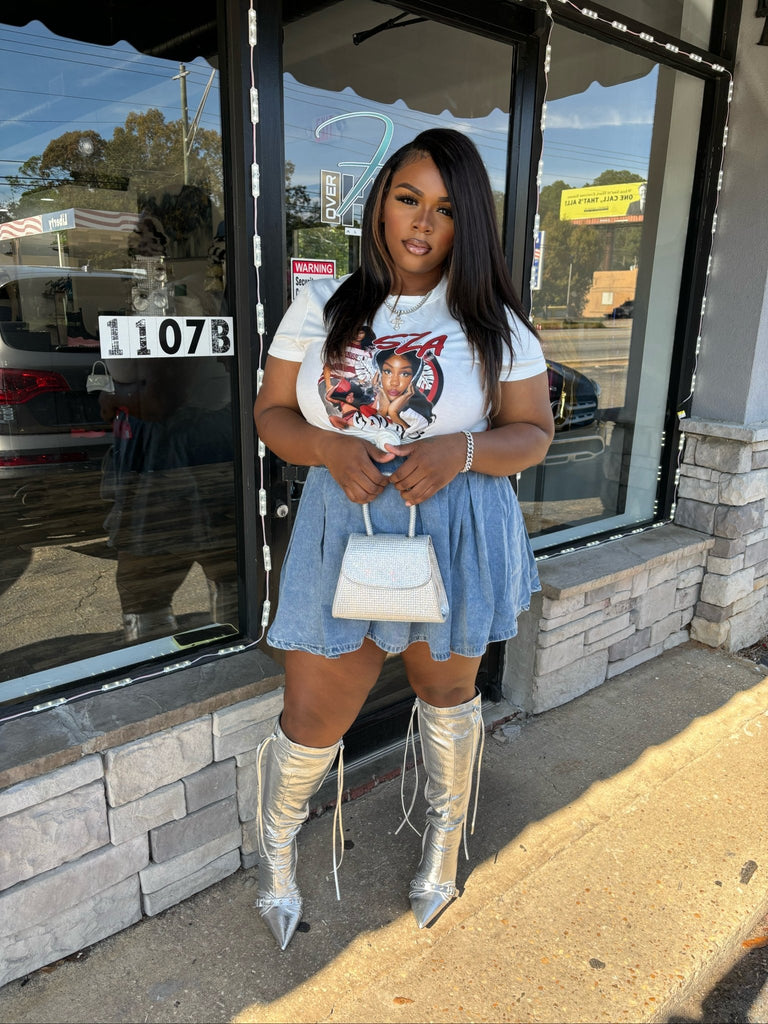 SZA Graphic Tee- White (Plus) - Head Over Heels: All In One Boutique