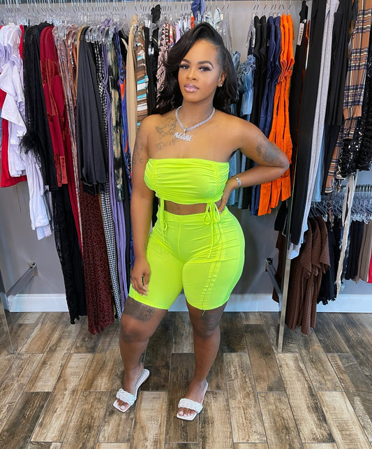 Tessa Short Set- Neon Yellow - Head Over Heels: All In One Boutique