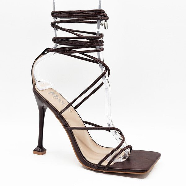 Tied Up Heels- Brown - Head Over Heels: All In One Boutique