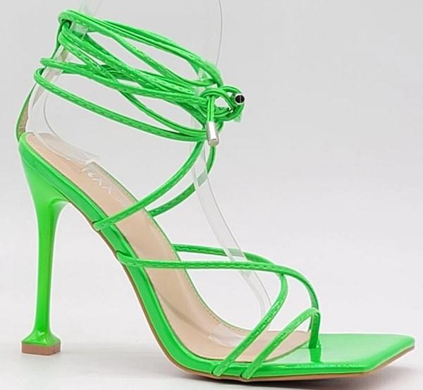 Tied Up Heels- Green Pat - Head Over Heels: All In One Boutique