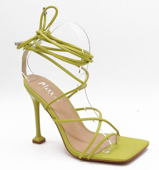 Tied Up Heels- Lime - Head Over Heels: All In One Boutique