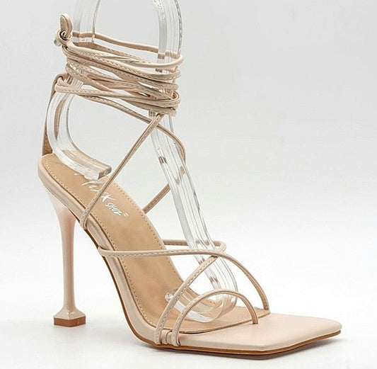 Tied Up Heels- Nude - Head Over Heels: All In One Boutique