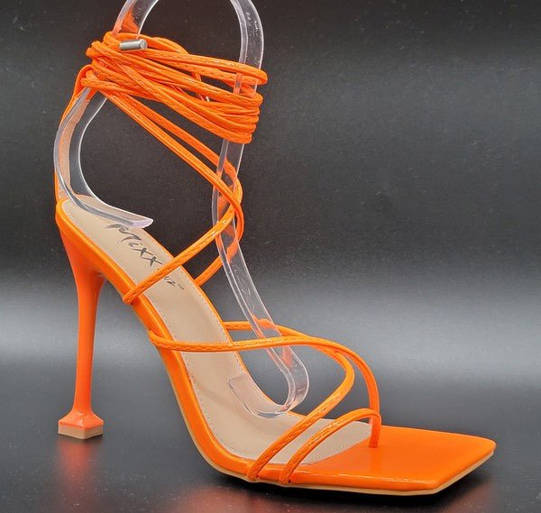 Tied Up Heels- Orange - Head Over Heels: All In One Boutique