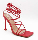Tied Up Heels- Red Pat - Head Over Heels: All In One Boutique