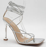Tied Up Heels- Silver - Head Over Heels: All In One Boutique