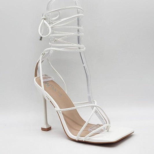 Tied Up Heels- White - Head Over Heels: All In One Boutique