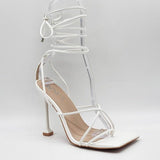 Tied Up Heels- White - Head Over Heels: All In One Boutique