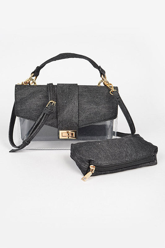 Two In One Bag- Black Denim - Head Over Heels: All In One Boutique