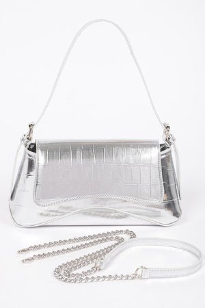 Wavy Croc Handbag- Silver - Head Over Heels: All In One Boutique